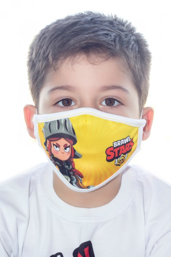 3'lü Brawl Stars Maske - Bibi + Emz + Jessie - Yıkanabilir Dijital Baskılı Aksesuar - 3