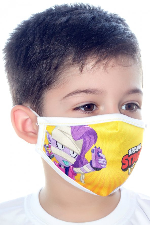 3'lü Brawl Stars Maske - Bibi + Emz + Jessie - Yıkanabilir Dijital Baskılı Aksesuar - 6