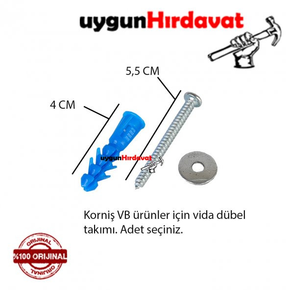 Korniş DÜBELi TAKIM şeklindedir. Dübel,vida,somon şeklinde. - 1