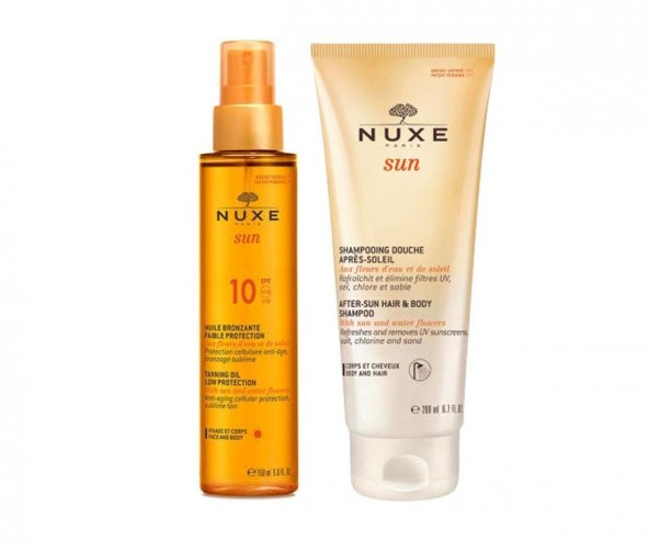 Nuxe Bronzlaştırıcı Yüz Ve Vücut Yağı Spf10 150 Ml + Güneş Sonrası Nemlendirici Saç Ve Vücut Şampuan