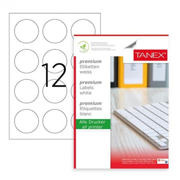 Tanex Lazer Etiket 100 YP 0.60 MM Laser-Copy-Inkjet Yuvarlak TW-2160 ürün görseli 1