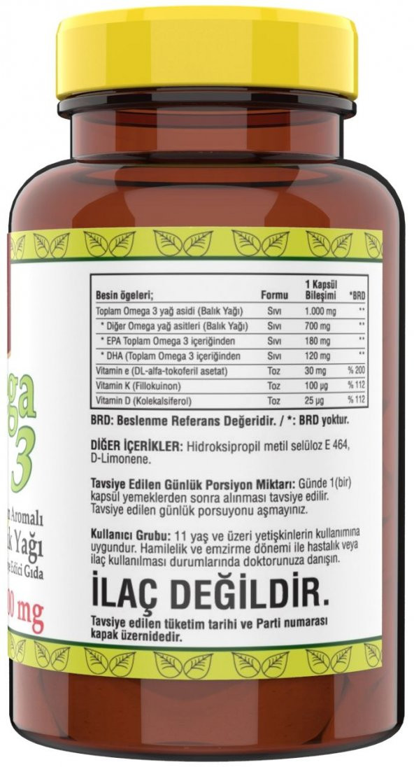 Ncs Limon Aromalı Omega 3 Balık Yağı 1000 Mg Vitamin D Vitamin K Vitamin E 60 Softgel - 2