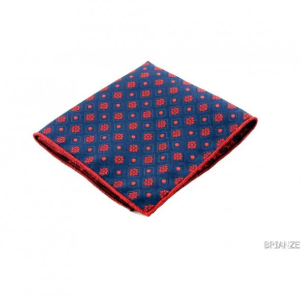 Brianze Çiçek Desen Mendilli Kırmızı Kravat - Resim 3
