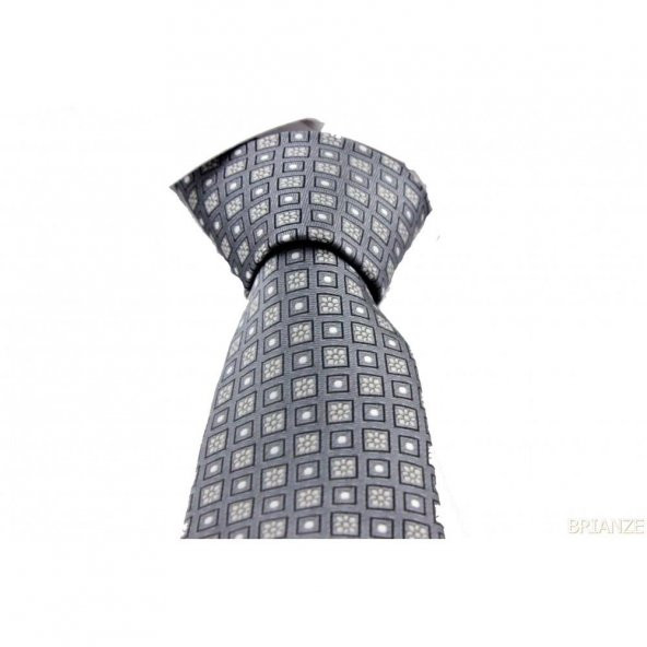 Brianze Çiçek Desen Gri Mendilli Kravat ürün görseli 1