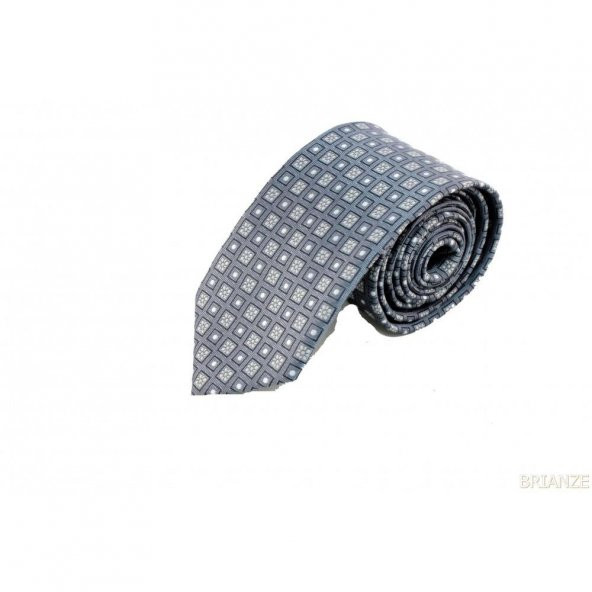 Brianze Çiçek Desen Gri Mendilli Kravat - Resim 2
