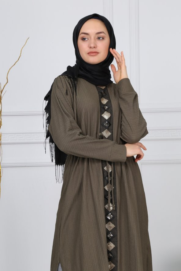 Belden Bağcıklı Yarasa Kol Tunik Elbise - 3