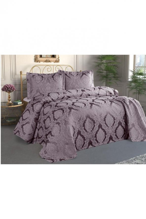 Şulem Jakarlı Şönil Yatak Örtüsü Mürdüm - Resim 3