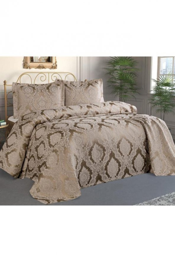 Şulem Jakarlı Şönil Yatak Örtüsü Cappucino - Resim 3