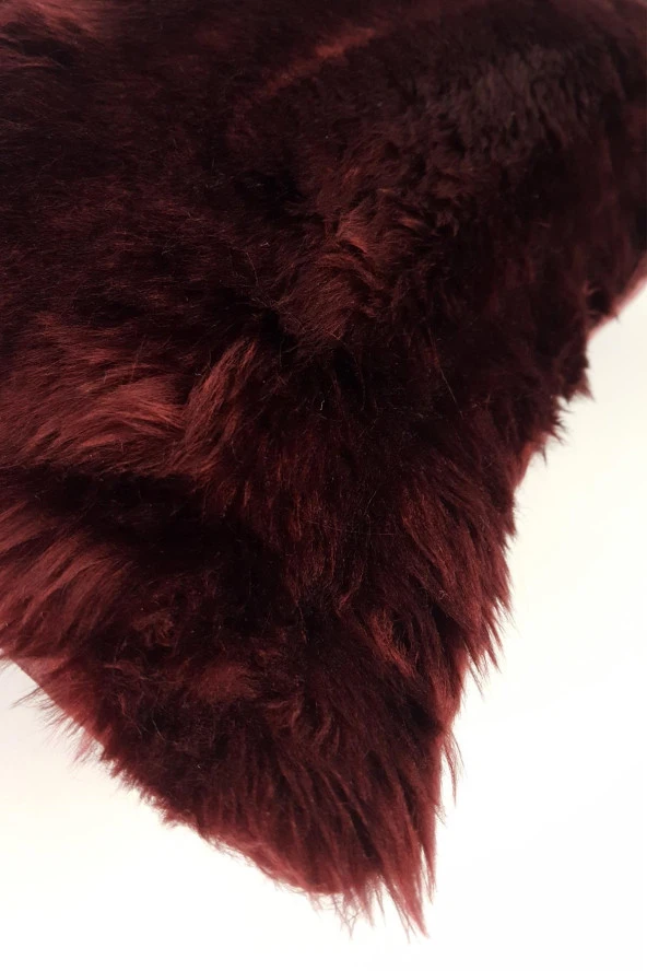 Mrs.Gugar Peluş Kırlent Kılıfı Şeritli Bordo - Resim 2