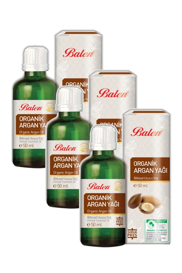 Balen Organik Argan Yağı Soğuk Pres 3 x 50 ml