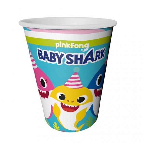 LPB6386 Balonevi, Baby Shark Parti Zamanı 8 adet Kağıt Bardak 220/240cc - 5