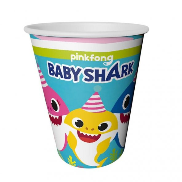 LPB6386 Balonevi, Baby Shark Parti Zamanı 8 adet Kağıt Bardak 220/240cc - 6