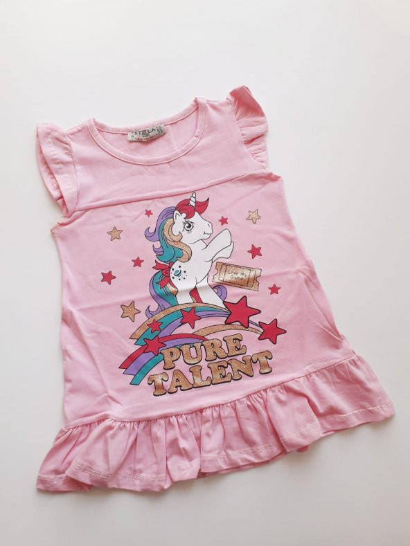 Stella Pure Talent Unicorn Desenli Penye Kız Çocuk Elbise 1-8 yaş