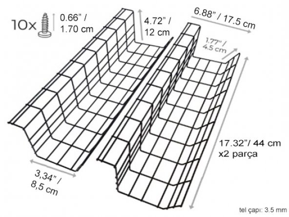 INFINIKEY Kablo Düzenleyici,Kablo koruyucu,Masa altı kablo düzenleyici,Kablo düzenleyici siyah metal - 7
