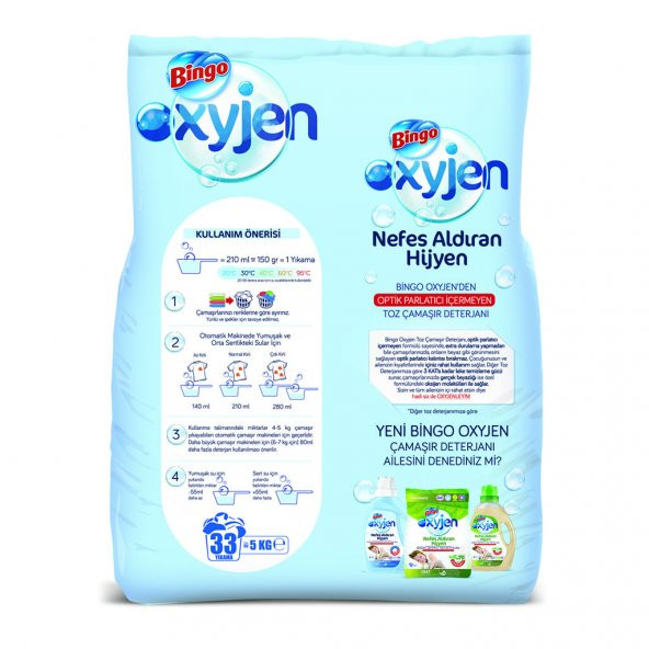 Bingo Oksijen Hipoalerjenik Toz Çamaşır Deterjanı 5 Kg - 3