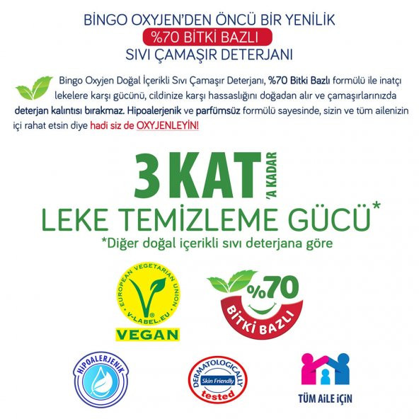 Bingo Oksijen Doğal İçerikli Sıvı Çamaşır Deterjanı 1.170 ml 18 Yıkama - 5
