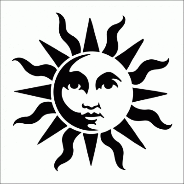 Güneş Astronomik Stencil Boyama şablonu 30x30 cm, Duvar Stencil, Fayans Stencil, Mobilya Stencil