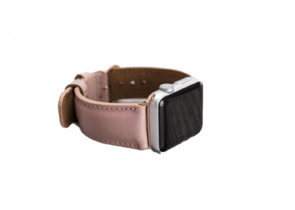 Burkley Apple Watch Deri Kordon 42 ve 44 mm Uyumlu NU2 Pembe - 8
