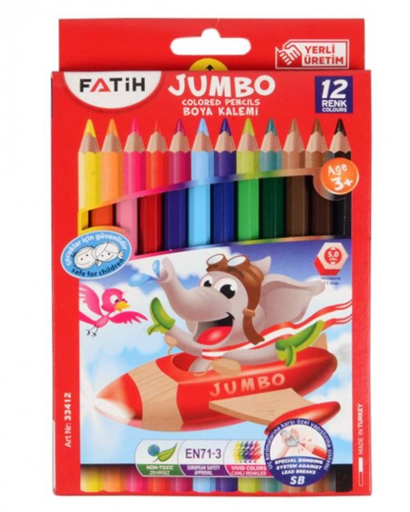 Fatih Altıgen Jumbo Kuru Boya Kalemi 12 Renk