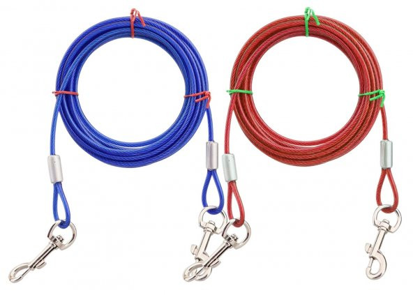 Pawise Köpek Bahçe Bağlama Halatı 4,5 m Kırmızı/Mavi - 2