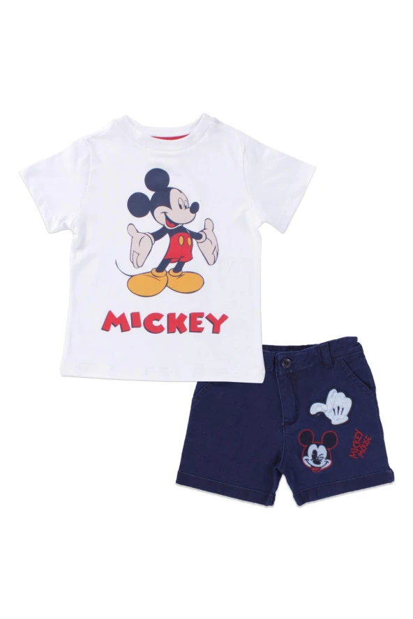 Lacivert Mickey Mouse Şortlu Kız Çocuk Takım