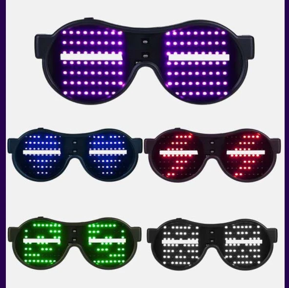 Pembe Led Işıklı Pilli Parti Gözlüğü Kablosuz Yılbaşı Düğün Eğlence - 3