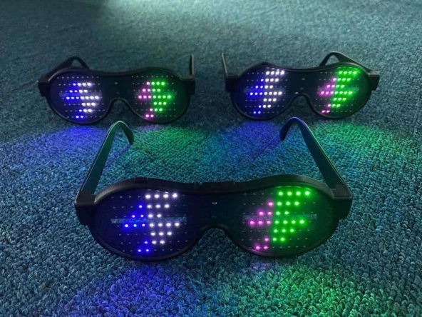 Pembe Led Işıklı Pilli Parti Gözlüğü Kablosuz Yılbaşı Düğün Eğlence - 4