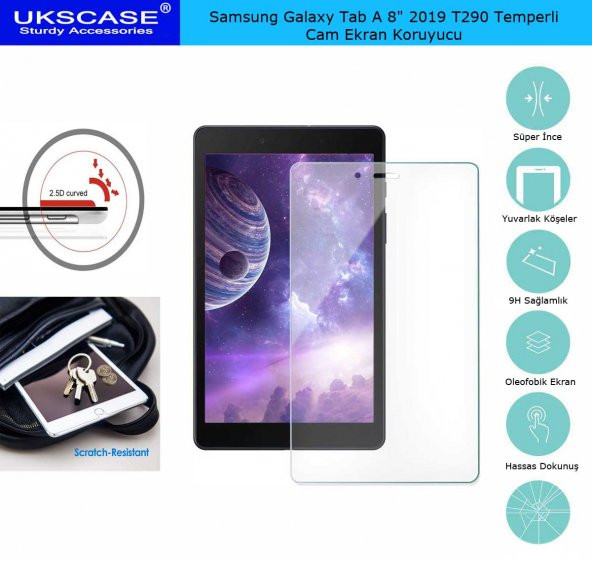 Samsung Galaxy Tab A 8" 2019 T290 Temperli Cam Ekran Koruyucu