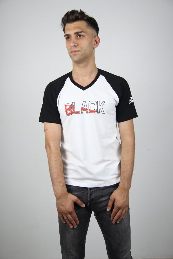 Blackcoach Beyaz Erkek Bisiklet Yaka Slim-Fit T-Shirt