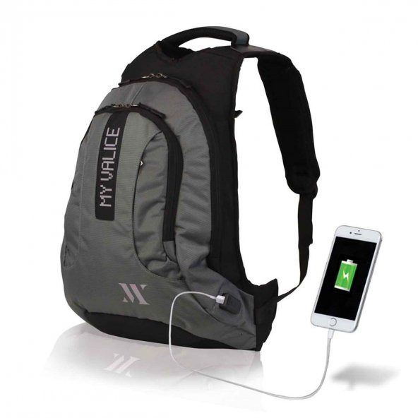 My Valice Smart Bag Usb Şarj Girişli Akıllı Sırt Çantası 1202 Gri - 1
