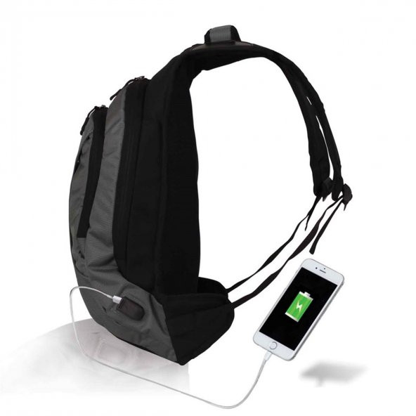 My Valice Smart Bag Usb Şarj Girişli Akıllı Sırt Çantası 1202 Gri - 2