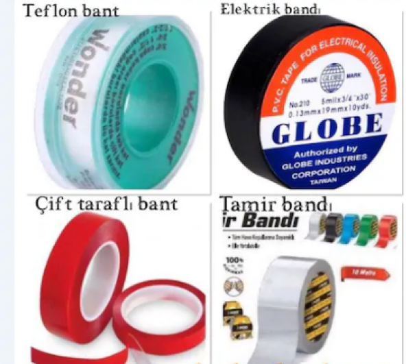 Çift Taraflı Bant + Tamir Bandı + Teflon Bant + Elektrik Bandı