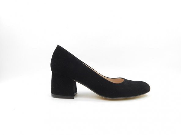 Siyah Süet Kadın Topuklu Ayakkabı 1607