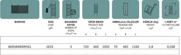 Pratik Metal Merdiven Beyaz 3 Basamaklı - 2