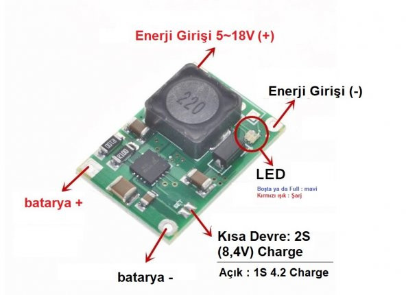 MELTIS TP5100 1S(4.2V)  2S(8.4V) Lityum Batarya Pil Şarj Devresi - 3