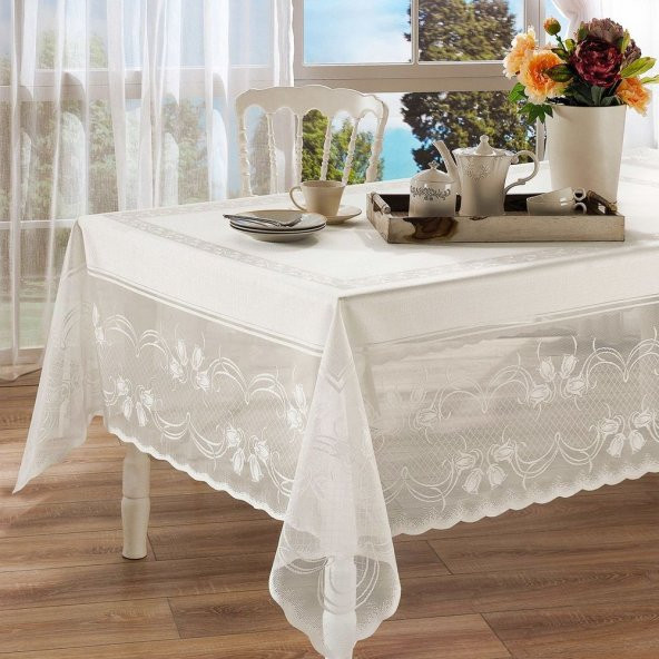 Taç Raschel Jakar Dikdörtgen Masa Örtüsü 180*230 cm - 1
