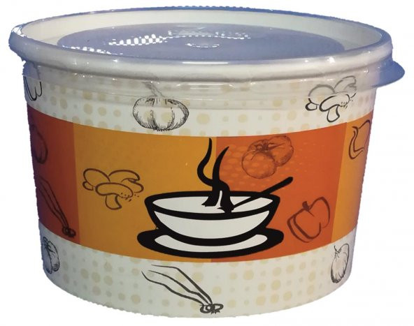 100 Adet Kapaklı Karton Çorba Kasesi 16 OZ