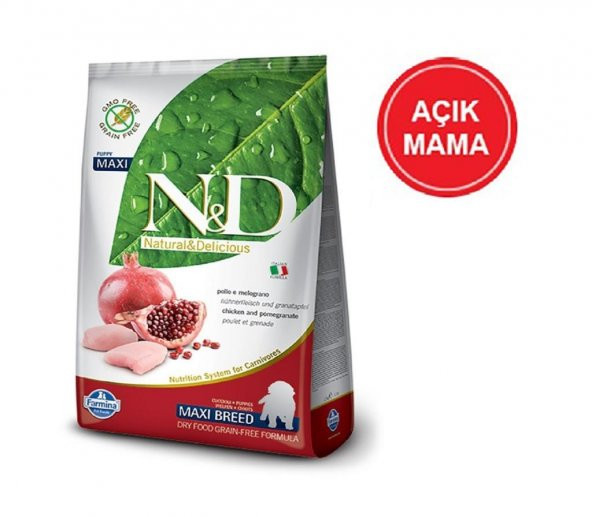 ND Tahılsız Tavuklu Narlı Büyük Irk Yavru Köpek Maması 1 Kg AÇIK