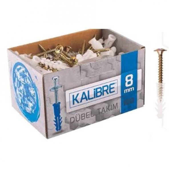 Made Kalibre Dübel 8 mm Vida Dübel Takımı 100 Adet - 2