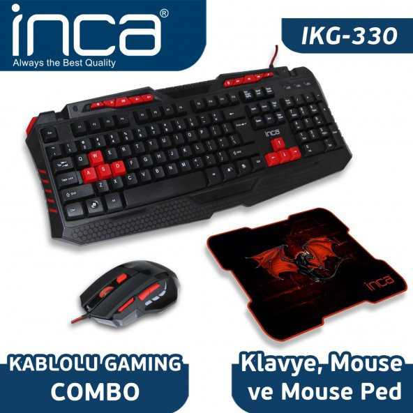 Inca IKG-330 Türkçe Gaming Combo Set Oyuncu Klavye + Mouse + Mousepad