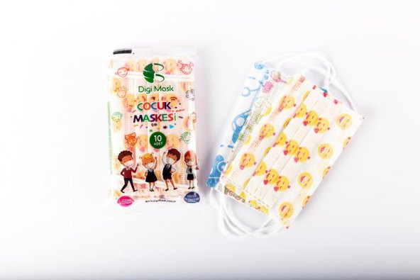 Çocuk Maskesi %95 Üzeri Üstün Koruma, 3 Katlı, Desenli 50 Adet - 3