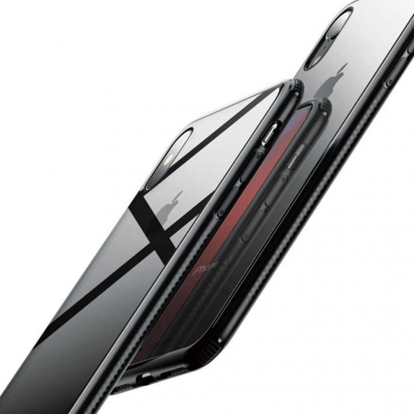 iPhone XR 6.1 Baseus Kenarları Silikon Cam Kılıf - 3