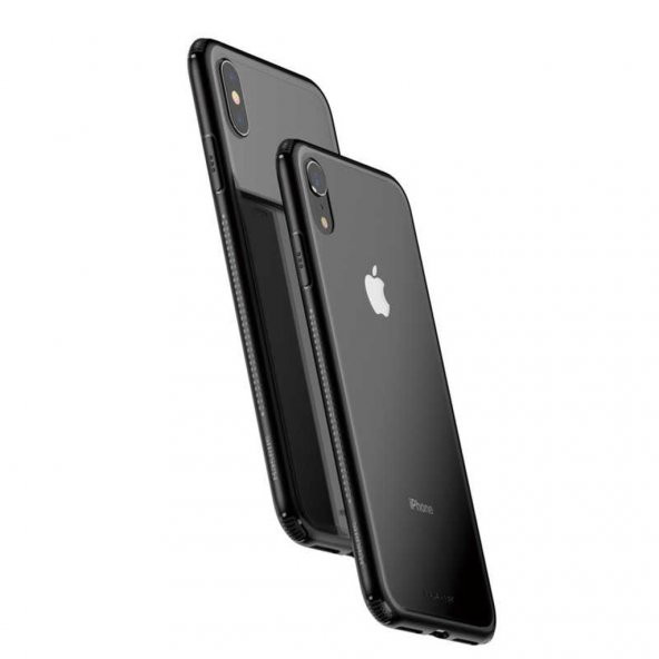 iPhone XR 6.1 Baseus Kenarları Silikon Cam Kılıf - 4
