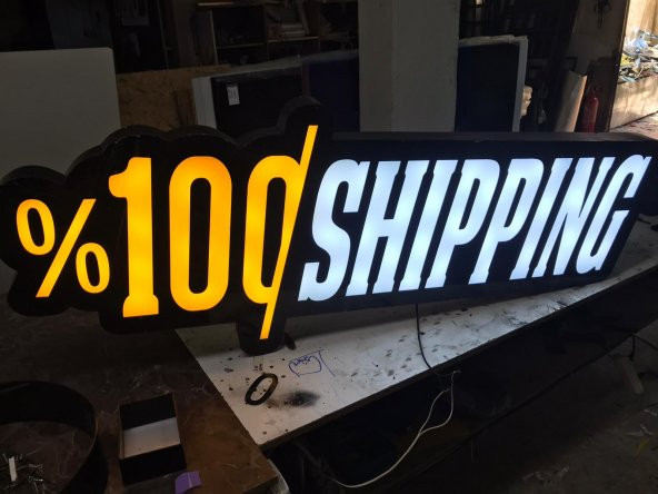 Yüzde Yüz Shipping Tabelası 3D LED Tabela Neon Etkili Işıklı Kutu Harf Tabela 30x45cm Pleksiglass ürün görseli