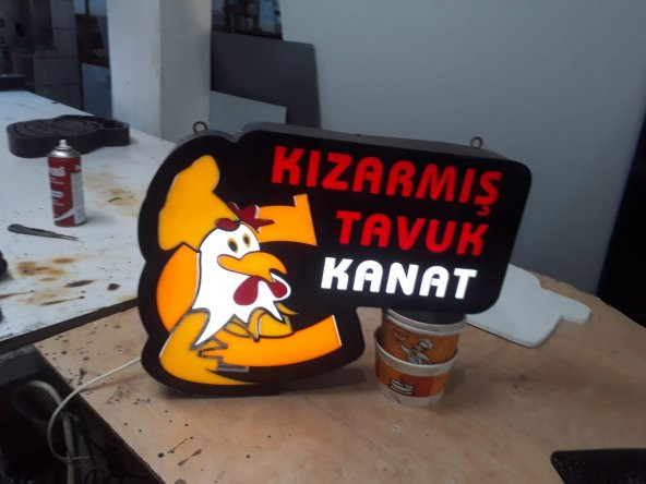 Kızarmış Tavuk Kanat Tabelası 3D LED Tabela Neon Etkili Işıklı Kutu Harf Tabela 30x45cm Pleksiglass