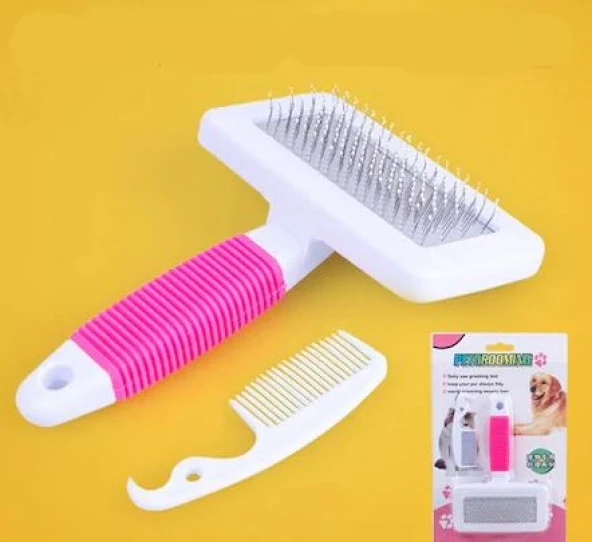 Evcil Hayvan Kedi Köpek Tüy Tarama Kaşıma Fırçası Tarağı Telli - - 3