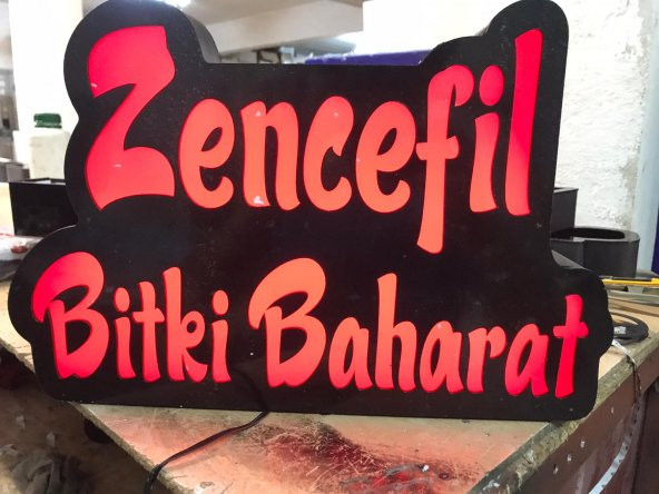 Zencefil Bitki Aktar Tabelası 3D LED Tabela Neon Etkili Işıklı Kutu Harf Tabela 30x45cm Pleksiglass ürün görseli