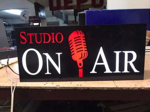 Müzik Studio On Air Tabelası 3D LED Tabela Neon Etkili Işıklı Kutu Harf Tabela 30x45cm Pleksiglass ürün görseli