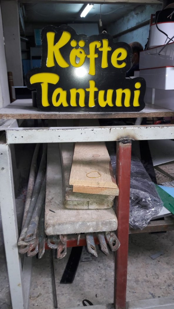 Köfte Tantuni Yazılı Tabelası 3D LED Tabela Neon Etkili Işıklı Kutu Harf Tabela 30x45cm Pleksiglass ürün görseli