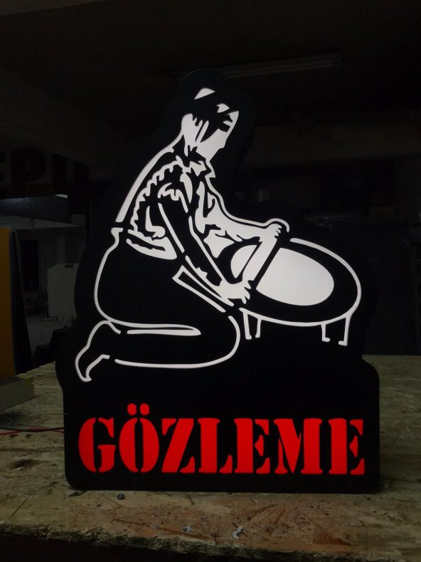 Gözleme Yazılı Lokanta Tabelası 3D LED Tabela Neon Etkili Işıklı Kutu Harf Tabela 30x45cm Pleksiglas